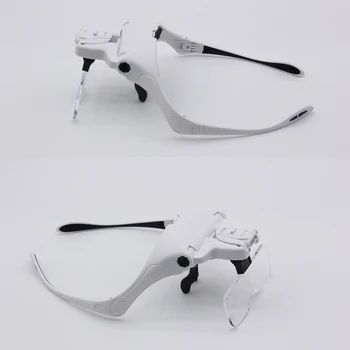 רצועת הראש המתכווננת Magnifiers עם אור LED תכשיטנים זכוכית מגדלת עם 5 עדשות ללא ידיים המשקפיים על מלאכות חריטה