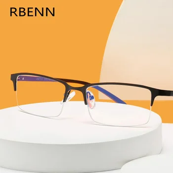 RBENN חצי מסגרת אנשי עסקים משקפי קריאה עם Alumiuium מקדשים האולטרה נגד אור כחול אופטי המחשב משקפיים