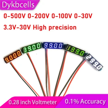 Dykbcells 0.28 אינץ 4bit דיגיטלית LED מד המתח DC 0-500V 300V 0-200V 0-100V 0-10V מתח וולט לוח סוללה צג בגודל מיני
