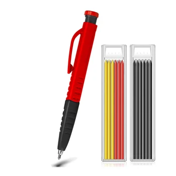 מכני נגר עפרונות בנייה עפרונות מובנה עם מחדד + 12 מילוי נגר נגרות