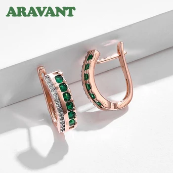 Aravant 925 כסף U צורת זירקון עגילי חישוק עבור נשים בנות תכשיטים לחתונה מתנות