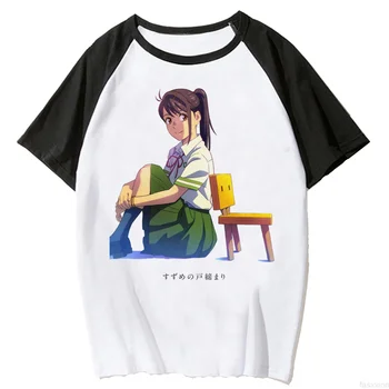 Suzume לא Tojimari חולצות נשים אנימה יפנית טי נקבה אופנת רחוב בגדים