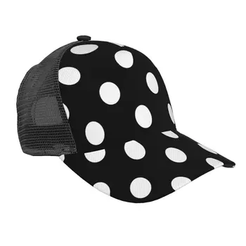 רשת כובע בייסבול גברים נשים שחור לבן פולקה דוט אבא כובע יוניסקס היפ הופ כובע חיצוני כובע Gorras