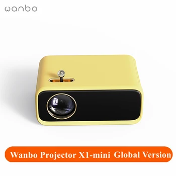 הגירסה העולמית Wanbo מקרן X1-מיני 1080P 200ANSI LCD ברור הקרנה מלאה עדשת זכוכית הוביל 20000H תוחלת קולנוע ביתי