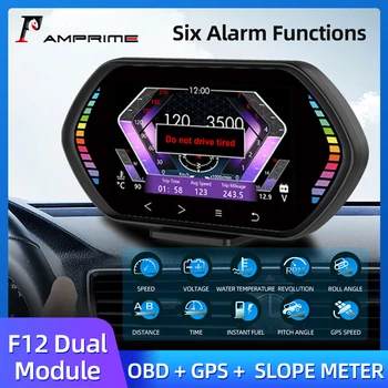 חדש F11 OBD2 GPS הטיה מטר 3inch IPS האד תצוגה עילית המונה המכונית דיגיטלית, מהירות מים, טמפרטורת שמן האזעקה על כל המכוניות