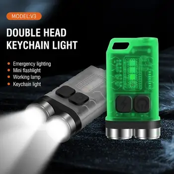 LED מחזיק מפתחות פנס נייד עובד אור מסוג-C נטענת מיני לפיד עם מגנט UV לקמפינג פנס כיס