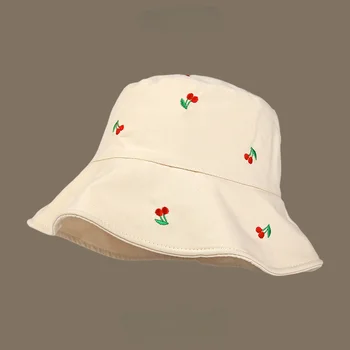 נשים כובע קיץ דו צדדי דובדבן דייג הכובע של נשים אביב, קיץ, סתיו, שמשיה קרם הגנה, כובע פנמה נשים הכובע