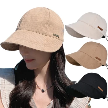כותנה קיץ דייג כובע מתכוונן נשים כובע השמש חיצוני הגנת UV שמשיה מתקפלת כובע, קרם הגנה מהשמש כובע כובע בייסבול