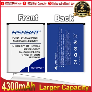 HSABAT 0 מחזור 4300mAh AB2500AWMT סוללה עבור Philips S318 CTS318 איכות גבוהה נייד טלפון החלפת מצבר