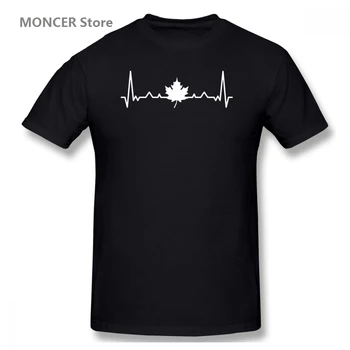 הדופק עלה מייפל קנדה פעימות הלב של גברים בסיסי שרוול קצר חולצה יצירתי R183 חולצת טי