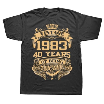 חידוש 1983-40 שנה של להיות אדיר 40 vintage חולצות גרפי אופנת רחוב שרוול קצר בקיץ חולצה Mens הלבשה