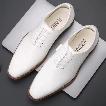 הנמכר ביותר גברים נעלי עור עבור חליפה לבנה רשמי Mens נעלי שמלה קלאסית נעליים אדם מותג יוקרה החתן החתונה נעלי האופנה