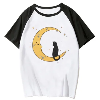 חתול מצחיק הדפסת החולצה t נשים אופנת רחוב קיץ מנגה חולצה נשית 2000 אנימה בגדים מצחיקים
