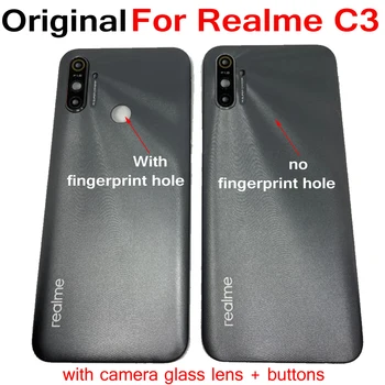 המקורי בחזרה מכסה הסוללה OPPO Realme C3 RealmeC3 האחורי תיק הדלת דיור המכסה עם כוח לחצני עוצמת קול + מצלמה עדשת זכוכית