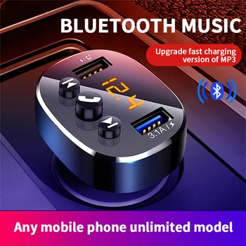 Bluetooth 5.0 משדר FM דיבורית ערכת רכב נגן MP3 אודיו אלחוטית מקלט אפנן Dual USB מטען מהיר Pendrive מוסיקה