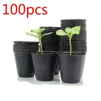 100pcs/להגדיר צמח ילדים סיר פלסטיק שחור ילדים קופסת ירקות עציץ גן מיכל לגדול נטיעת תיק גן אספקה