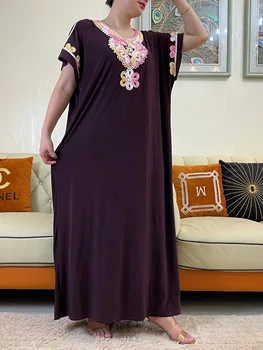 2023 הקיץ אפריקאי מוסלמי האסלאמית Abaya צבע רקום קרח משי נוח של נשים שמלה עם חצאית טקס תפילה בגדים