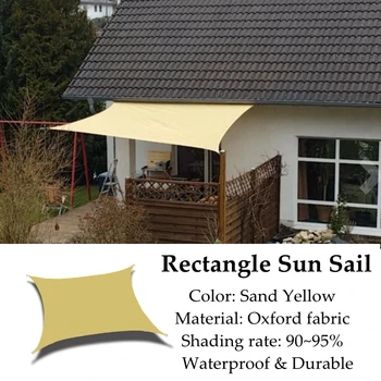 חול צהוב מלבן פרגולה אוקספורד השמש מפרש הצללה 95% קמפינג עמיד למים חיצוני אנטי UV מרפסת אוהל גינת הביתן סוכך