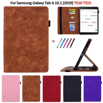 מחשב לוח Samsung Tab 10.1 2019 מקרה SM-T510 SM-T515 עם תבליט עור PU לעמוד הארנק לוח כיסוי לגלקסי טאב 10.1 במקרה