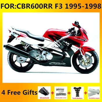 חדש-ABS באופנוע כל Fairings קיט מתאים CBR600 F3 CBR600F3 CBR 600 1995 1996 1997 1998 מלא fairing ערכות להגדיר אדום לבן