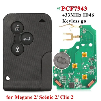 צ ' יפ מפתח כרטיס רנו מגאן רכב חכם 3 כפתורים FOB BCM Keyless ידיים חינם 433Mhz ID46 PCF7943
