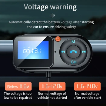 המכונית MP3 Bluetooth תואם-5.0 מקלט נגן MP3 מוסיקה מכונית מצית משדר FM מטען USB תצוגת LED כרטיס TF