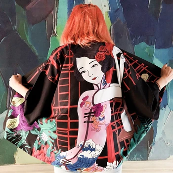 קימונו לנשים יאקאטה Haori קימונו יפני קרדיגן יאקאטה נקבה אופנת רחוב יפנית בגדים רכים בחורה אסתטית בגדים FF2008