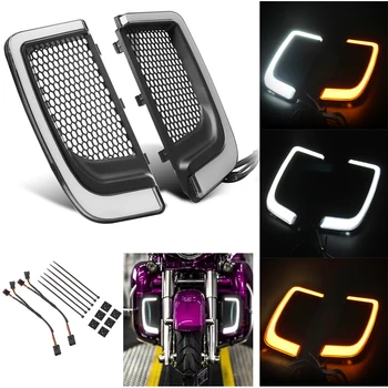 האופנוע נמוך יותר Fairing גריל LED אור על הארלי הופעות רחוב אלקטרה גלייד Tri הגלישה FLHTKSE CVO מוגבל FLHTCU 2014-2021