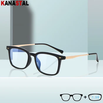 נשים אור כחול חוסם את משקפי הקריאה TR90 מתכת משקפיים מסגרת גברים מרשם קוצר ראייה Presbyopic עדשה אופטית Eyewear