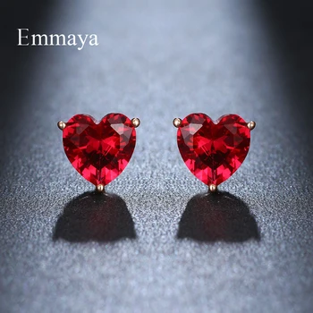 Emmaya חמודה עם עגיל אדום Zirconia עבור נשים ונערות מסנוור תכשיטי אופנה פשטות בסגנון מסיבת חתונה, מתנה