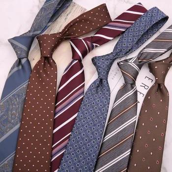 Linbaiway חדש אקארד עניבות עבור Mens פוליאסטר מודפס הצוואר קשרים לחתונה עסקים Gravatas מבוגר רזה רזה עניבה