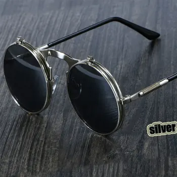 3057 Steampunk משקפי שמש עגולים מתכת נשים בסגנון רטרו הפוך עגולה כפולה מתכת משקפי שמש גברים מעגל משקפי שמש