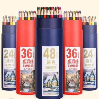מסיסים במים צבע להוביל החליפה 48 צבע העיפרון ציוד אמנות 24 צבע שמן צבע מברשת לילדים בבית הספר מברשת תלמיד מתנות
