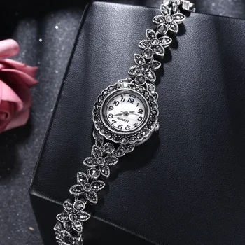 קסמי נשים עתיקה מצופה כסף צמידים בנות קריסטל אביזרי אופנה ליידי קוורץ שעונים נקבה היד אביזרים