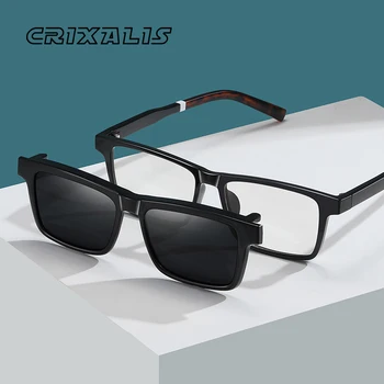 CRIXALIS כיכר קליפים מקוטב משקפי שמש גברים אור כחול משקפיים זכר בציר מלבן עיצוב מגנטיות גוונים נשים UV400